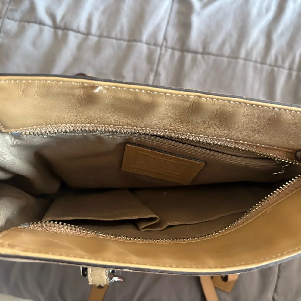 Coach Vintage Gallery Tote Bag Tan Leather Turnlock Large Carryall - Picture 8 of 10